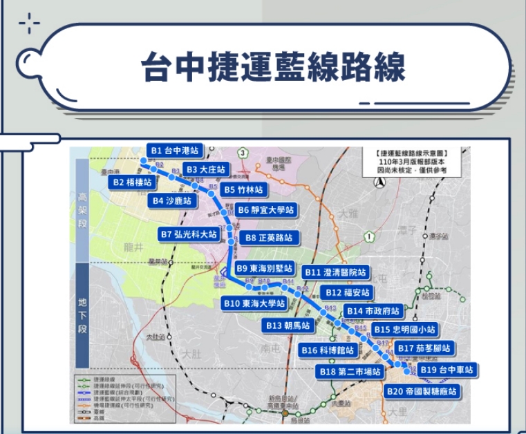 台中第二條捷運要來了！行政院核定「中捷藍線」，預估10年完工通車