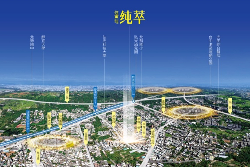 沙鹿北勢商圈因機能完整、建設多元，受到許多品牌建商鍾愛，住寅建設也將在平等二街推出大樓新案「住寅純萃」。